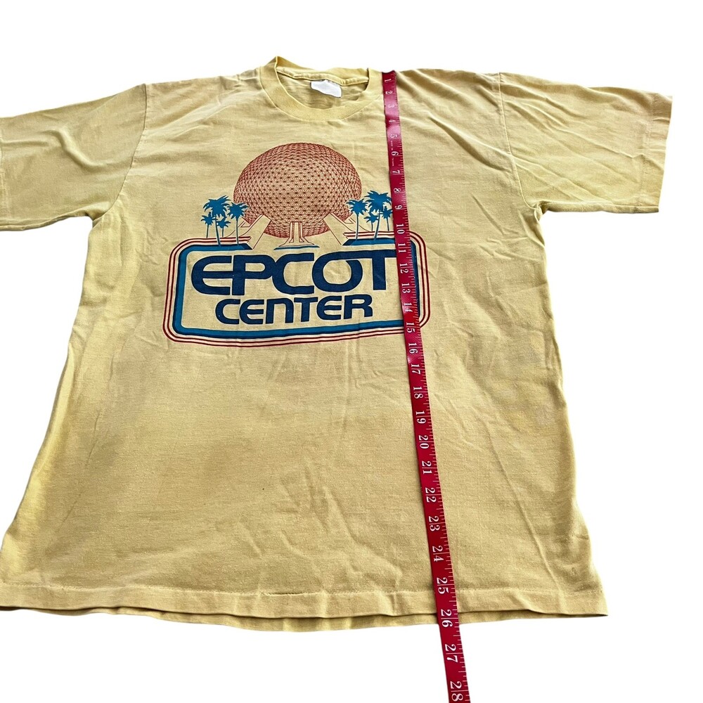 VTG Disney World WDW Epcot Center 80s Single Stitch Yellow Globe Tshirt Adult L - Picture 5 of 7